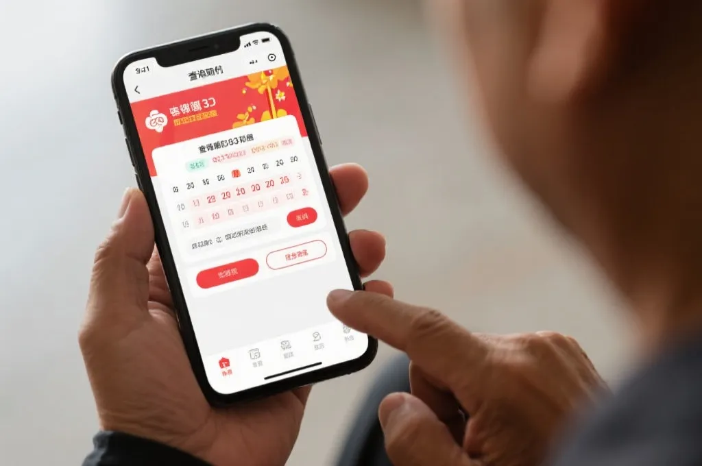 彩民在手机APP上查询福彩3D开奖直播